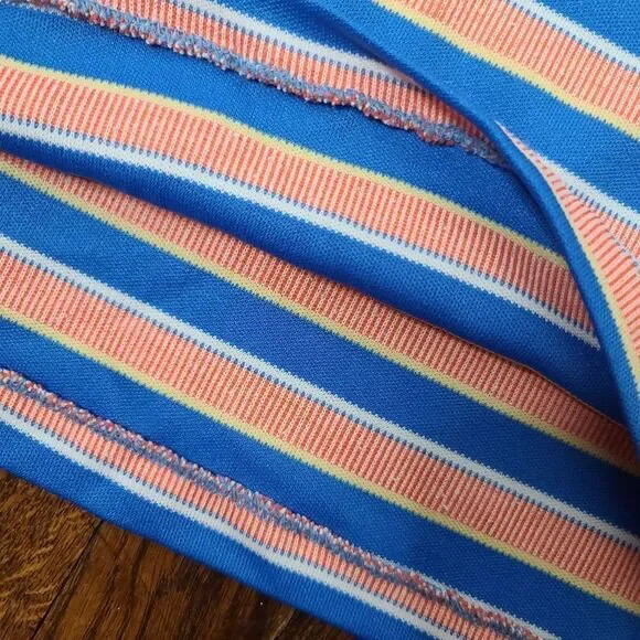 Vintage 70s vibe Blue Orange Striped Turtleneck - Picture 10 of 10